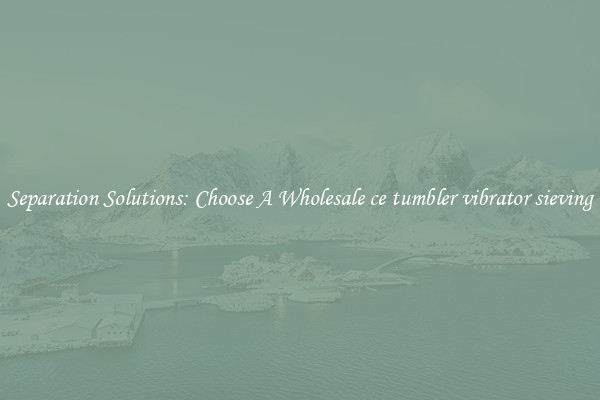 Separation Solutions: Choose A Wholesale ce tumbler vibrator sieving